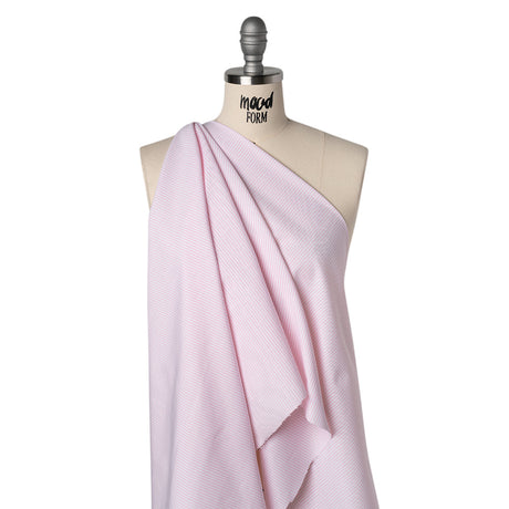 Cotton Shirting - Light Pink and White Candy Stripes - Designer Deadstock