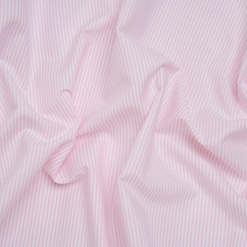 Cotton Shirting - Light Pink and White Candy Stripes - Designer Deadstock