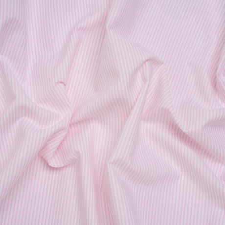 Cotton Shirting - Light Pink and White Candy Stripes - Designer Deadstock