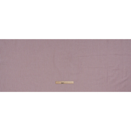 Cotton Oxford Shirting - Dark Red and White Stripes - Designer Deadstock
