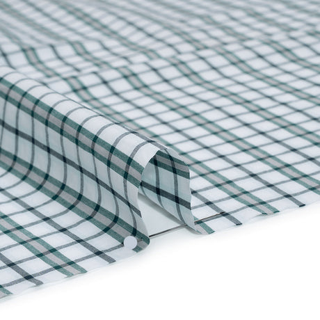 Cotton Shirting - Black, Green and White Shadow Plaid - Deadstock