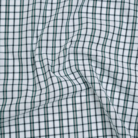 Cotton Shirting - Black, Green and White Shadow Plaid - Deadstock
