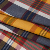 Rustic Cotton Shirting - Golden Yellow, Red and Navy Blue Plaid - Deadstock