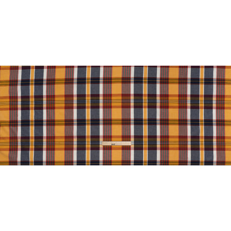 Rustic Cotton Shirting - Golden Yellow, Red and Navy Blue Plaid - Deadstock