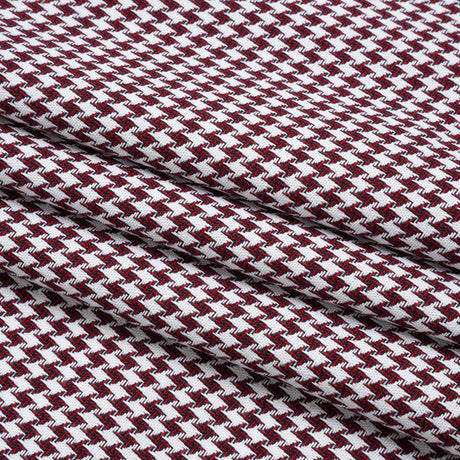 Cotton Twill - Red, Navy and White Houndstooth - Deadstock