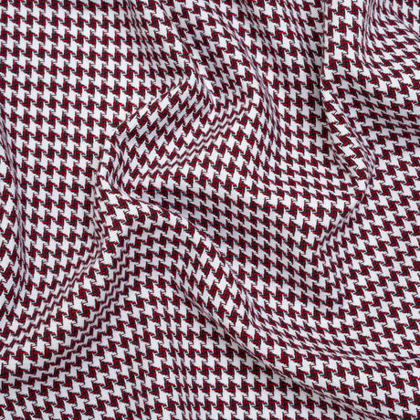 Cotton Twill - Red, Navy and White Houndstooth - Deadstock