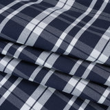 Cotton Oxford Shirting - Dark Blue and White Plaid - Deadstock