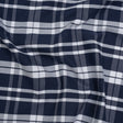 Cotton Oxford Shirting - Dark Blue and White Plaid - Deadstock