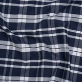 Cotton Oxford Shirting - Dark Blue and White Plaid - Deadstock