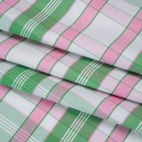 Cotton Oxford Shirting - Bubblegum Pink, Kelly Green and White Plaid - Deadstock