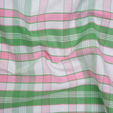 Cotton Oxford Shirting - Bubblegum Pink, Kelly Green and White Plaid - Deadstock