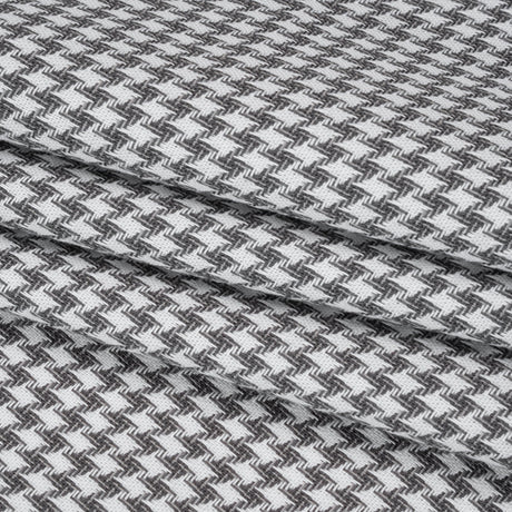 Cotton Twill - Charcoal, Light Gray and White Houndstooth - Deadstock