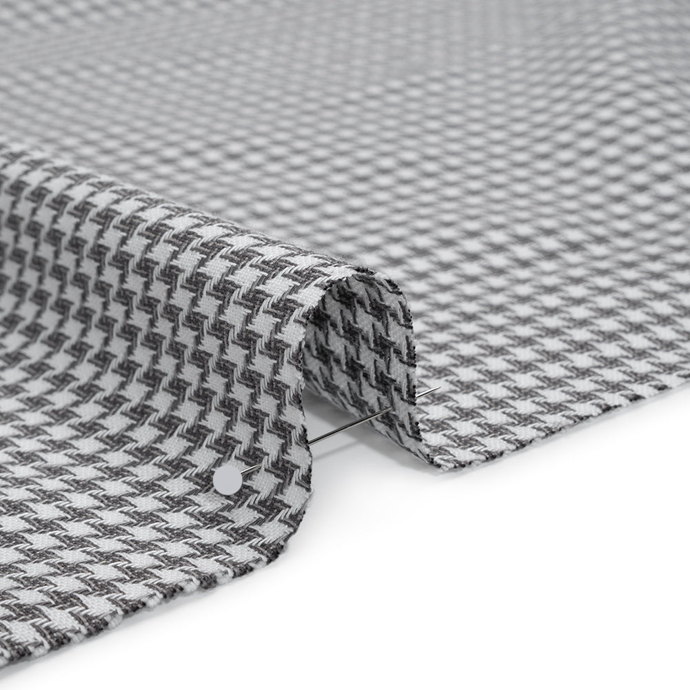 Cotton Twill - Charcoal, Light Gray and White Houndstooth - Deadstock
