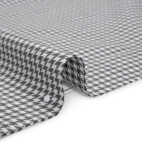 Cotton Twill - Charcoal, Light Gray and White Houndstooth - Deadstock