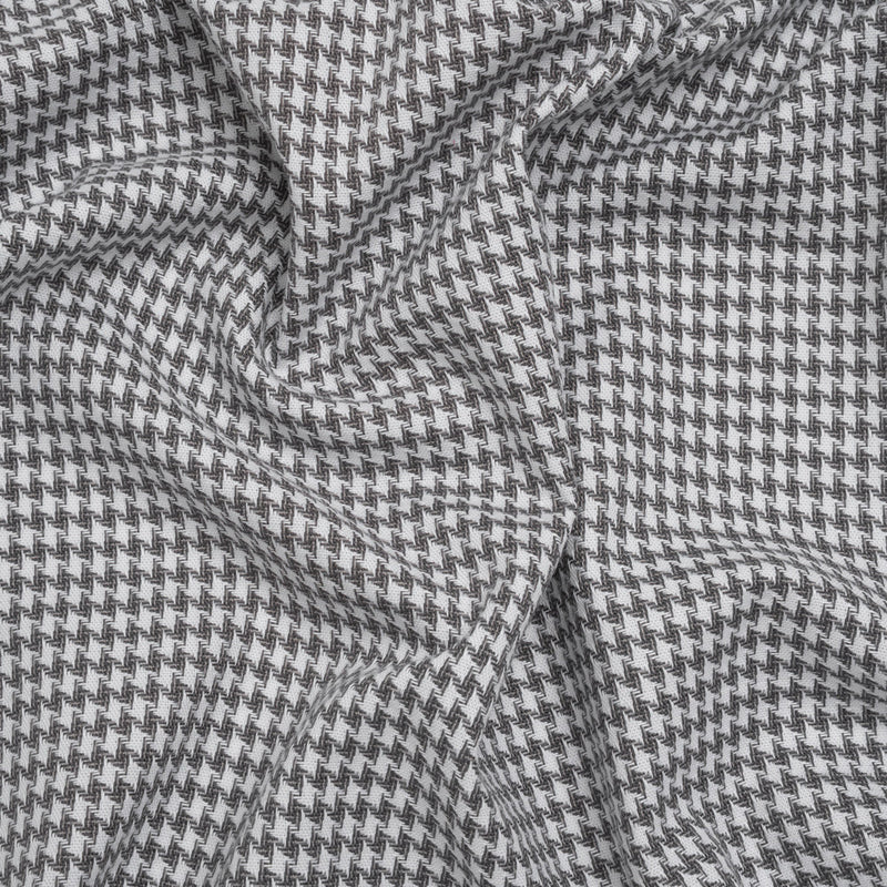 Cotton Twill - Charcoal, Light Gray and White Houndstooth - Deadstock