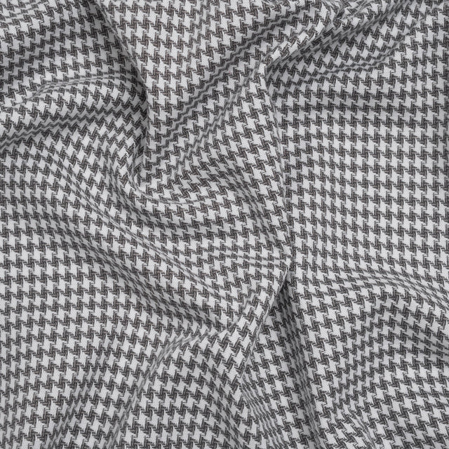 Cotton Twill - Charcoal, Light Gray and White Houndstooth - Deadstock
