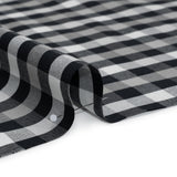 Cotton Oxford Shirting - Midnight Blue, Light Gray and White Checks - Designer Deadstock