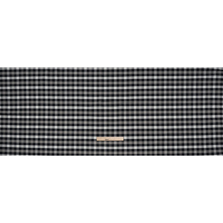 Cotton Oxford Shirting - Midnight Blue, Light Gray and White Checks - Designer Deadstock