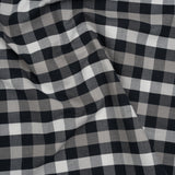 Cotton Oxford Shirting - Midnight Blue, Light Gray and White Checks - Designer Deadstock
