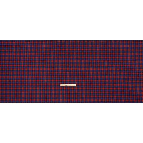 Brushed Cotton Twill Shirting - Red, Electric Blue and Black Plaid - Designer Deadstock