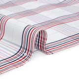 Cotton Oxford Shirting - Navy, Red, and Pale Gray Plaid - Deadstock