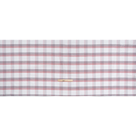 Cotton Oxford Shirting - Navy, Red, and Pale Gray Plaid - Deadstock