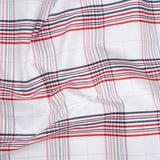 Cotton Oxford Shirting - Navy, Red, and Pale Gray Plaid - Deadstock