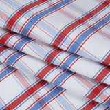 Cotton Oxford Shirting - Light Blue, Red and White Plaid - Deadstock