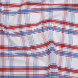 Cotton Oxford Shirting - Light Blue, Red and White Plaid - Deadstock