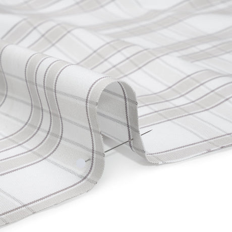 Cotton Oxford Shirting - Gray and White Plaid Check - Deadstock