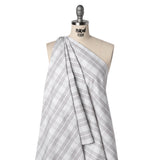Cotton Oxford Shirting - Gray and White Plaid Check - Deadstock