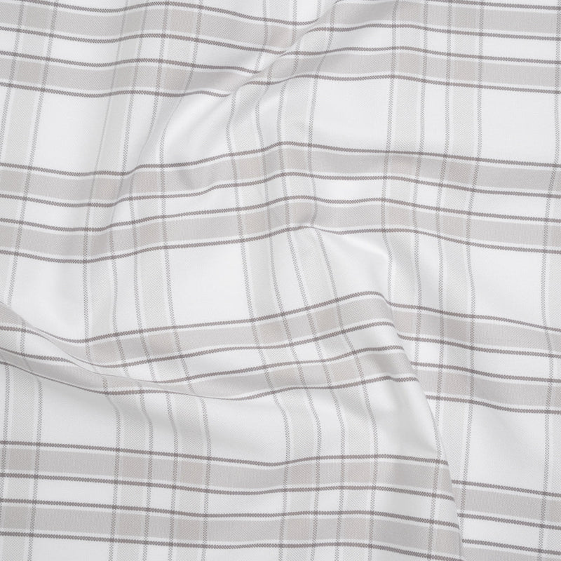 Cotton Oxford Shirting - Gray and White Plaid Check - Deadstock