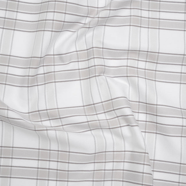 Cotton Oxford Shirting - Gray and White Plaid Check - Deadstock