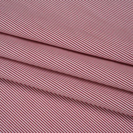 Cotton Oxford Shirting - Red and White Stripes - Deadstock