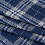 Lightweight Cotton Flannel Twill - Dark Blue, Pale Gray and White Plaid - Deadstock