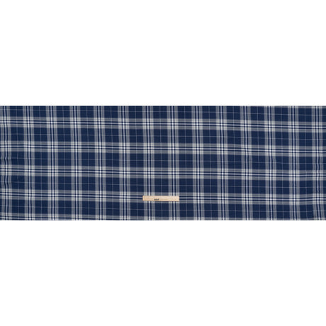 Lightweight Cotton Flannel Twill - Dark Blue, Pale Gray and White Plaid - Deadstock