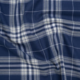 Lightweight Cotton Flannel Twill - Dark Blue, Pale Gray and White Plaid - Deadstock