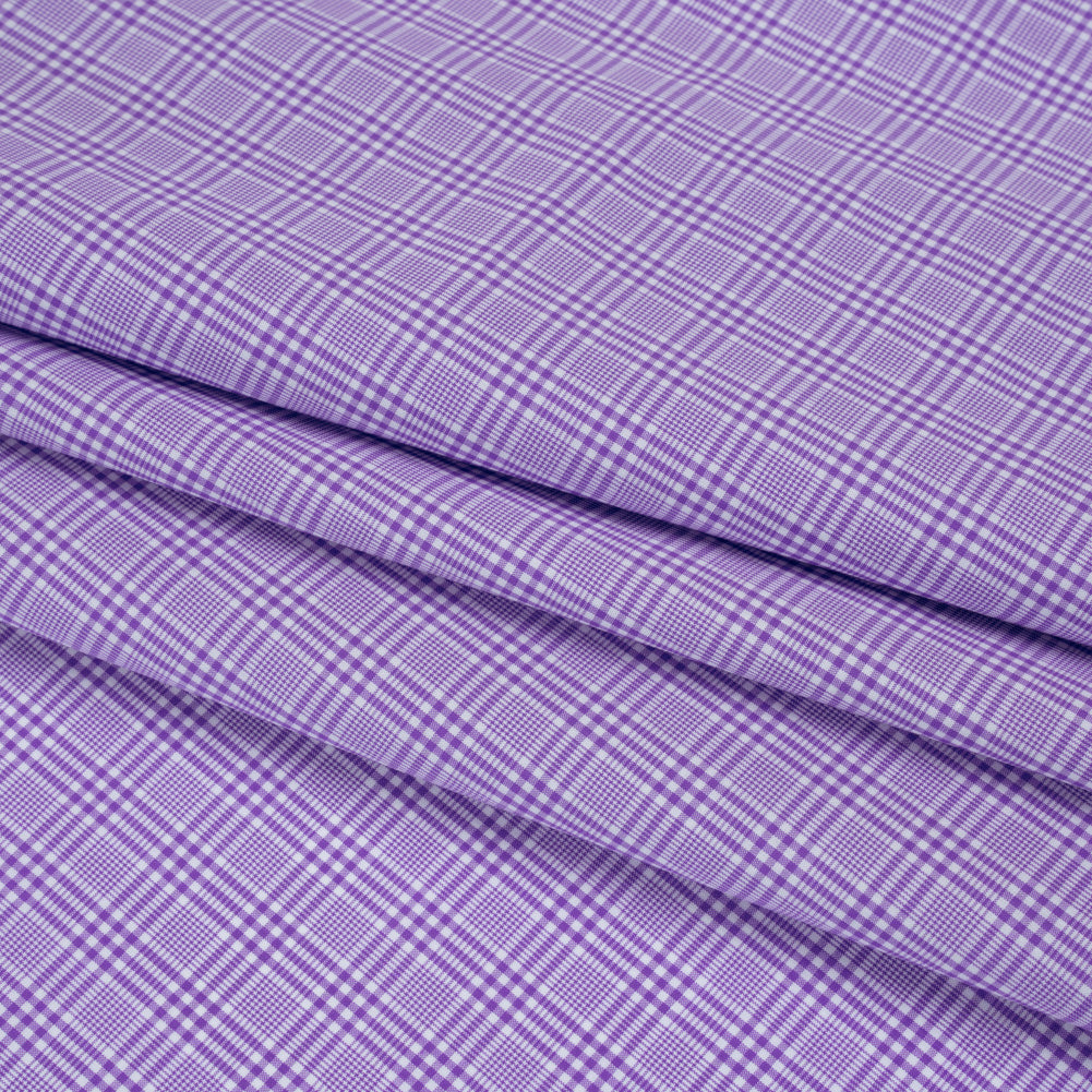 Cotton Shirting - Purple and White Plaid - Deadstock