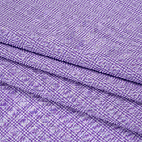Cotton Shirting - Purple and White Plaid - Deadstock