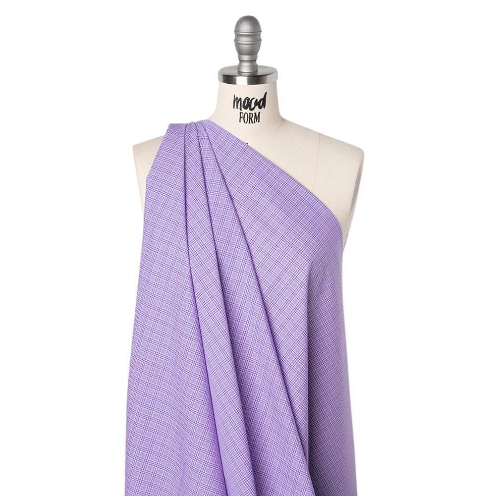 Cotton Shirting - Purple and White Plaid - Deadstock