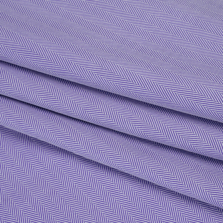 Cotton Twill Shirting - Very Peri and White Herringbone - Deadstock