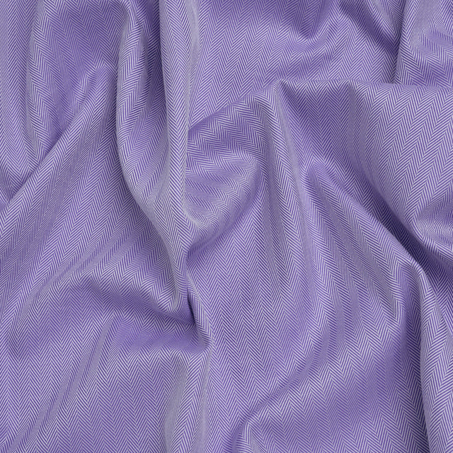 Cotton Twill Shirting - Very Peri and White Herringbone - Deadstock