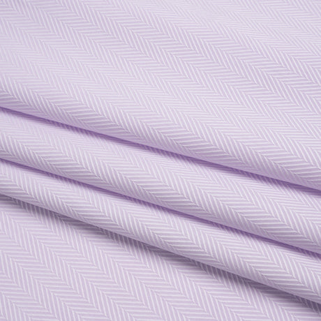 Cotton Jacquard Shirting - Light Purple and White Herringbone - Deadstock