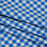 Cotton Twill Flannel - Cerulean Blue and Cream Gingham Check - Designer Deadstock
