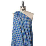 Cotton Twill Flannel - Cerulean Blue and Cream Gingham Check - Designer Deadstock