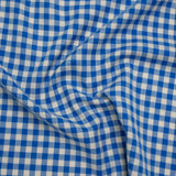 Cotton Twill Flannel - Cerulean Blue and Cream Gingham Check - Designer Deadstock
