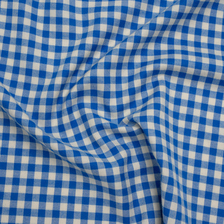 Cotton Twill Flannel - Cerulean Blue and Cream Gingham Check - Designer Deadstock