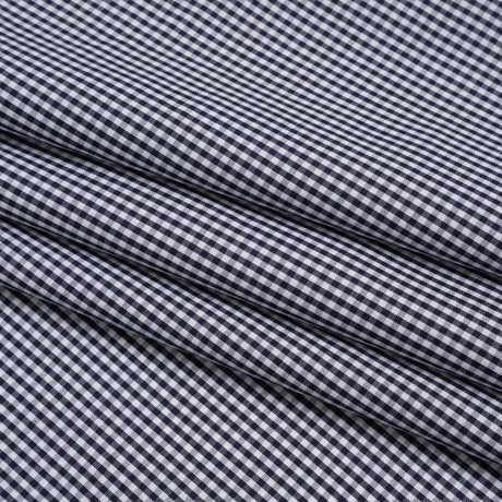Cotton Gingham Shirting - Navy and White Tiny Checks - Deadstock