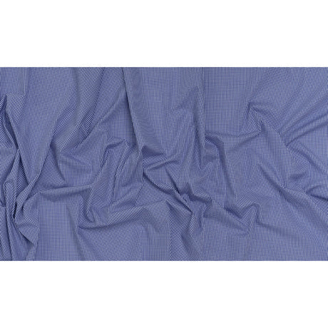 Cotton Gingham Shirting - Cobalt Blue and White Tiny Checks - Deadstock