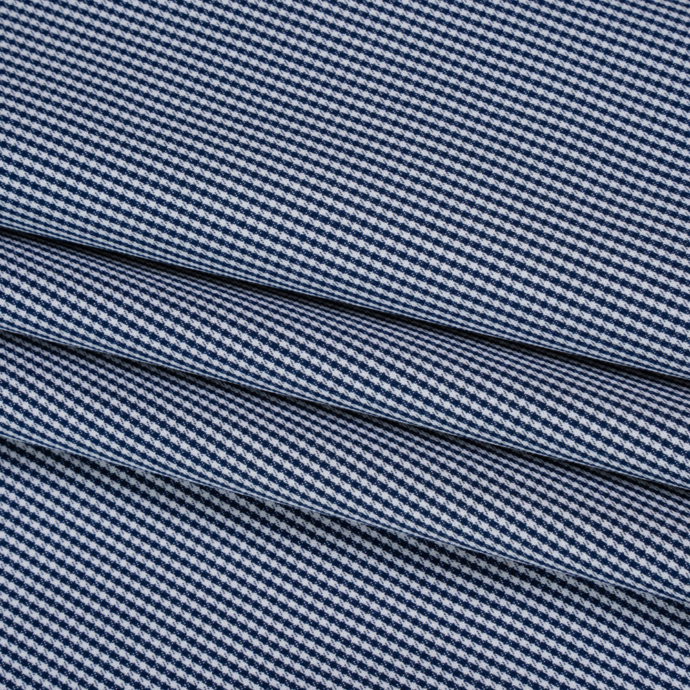 Cotton Shirting - Midnight Blue and White Tiny Checks - Deadstock